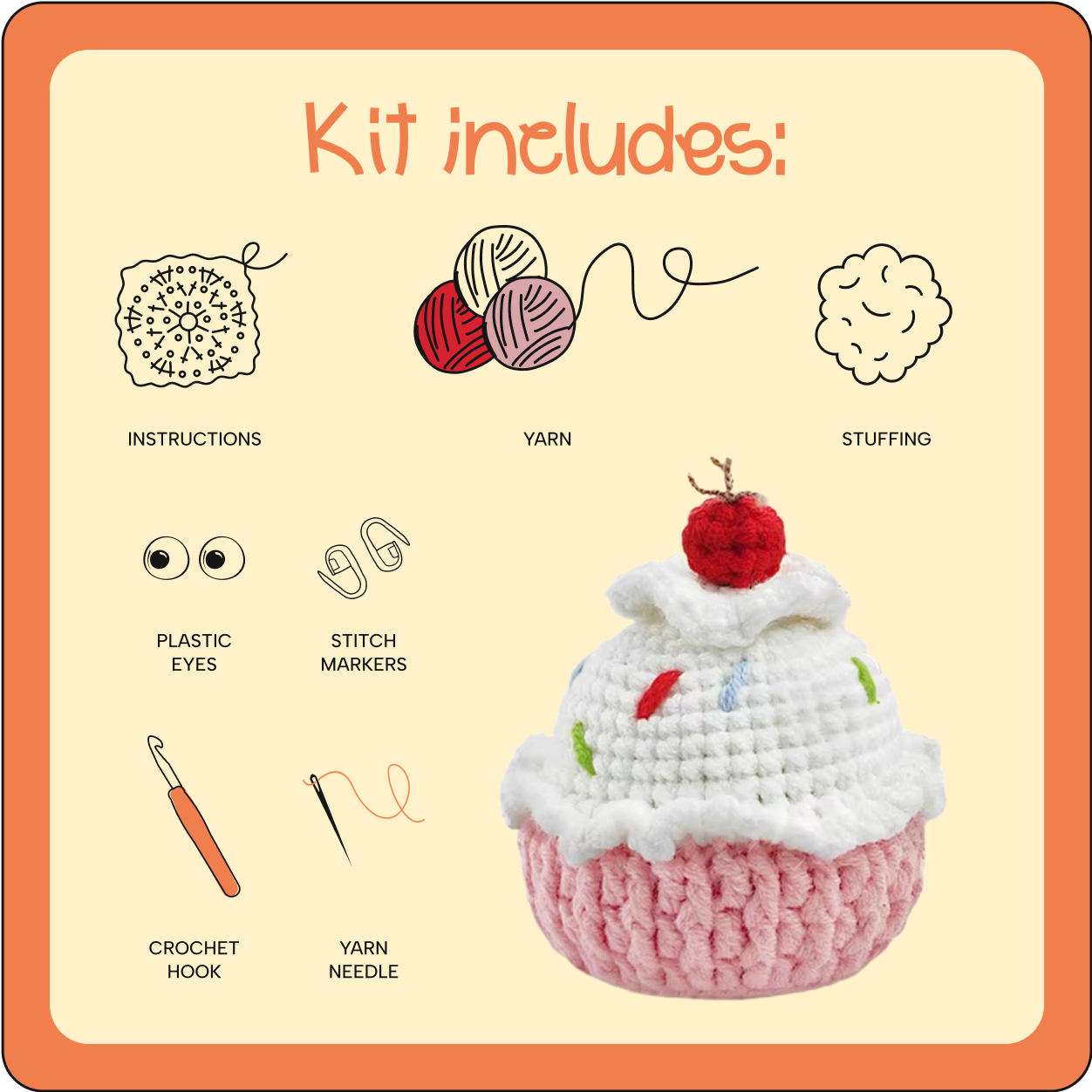 Pink Cupcake crochet kit